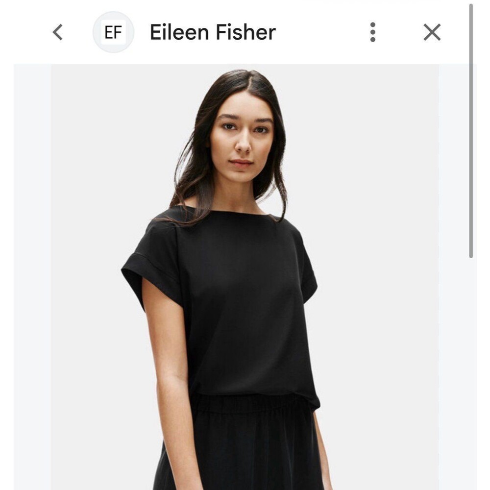 Eileen Fisher Sandwashed Tencel Bateau Neck Top Sz. XS Black